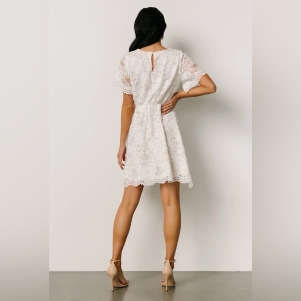Baltic Born Womens Aasha Lace Short Dress Off White Bridal Size XL - Picture 4 of 8